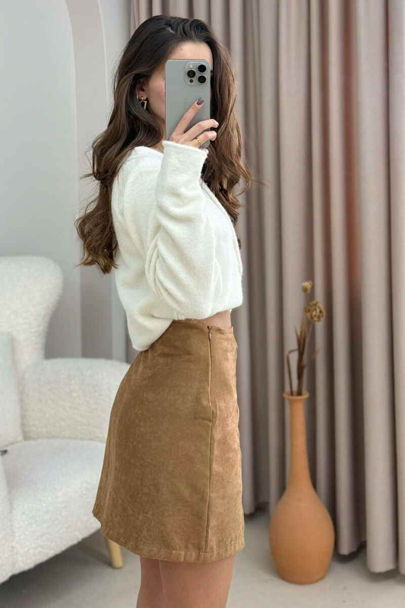 ONE COLOR SIMPLE WOMEN SKORT BROWN/KAFE - 4