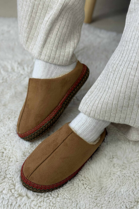 ONE COLOR SIMPLE WOMEN SLIPPERS BROWN/KAFE - 1