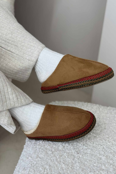 ONE COLOR SIMPLE WOMEN SLIPPERS BROWN/KAFE - 3