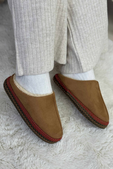 ONE COLOR SIMPLE WOMEN SLIPPERS BROWN/KAFE - 2