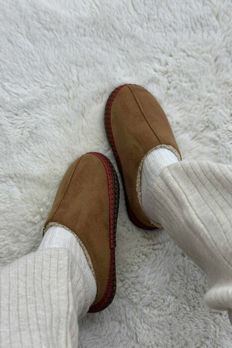 ONE COLOR SIMPLE WOMEN SLIPPERS BROWN/KAFE - 4