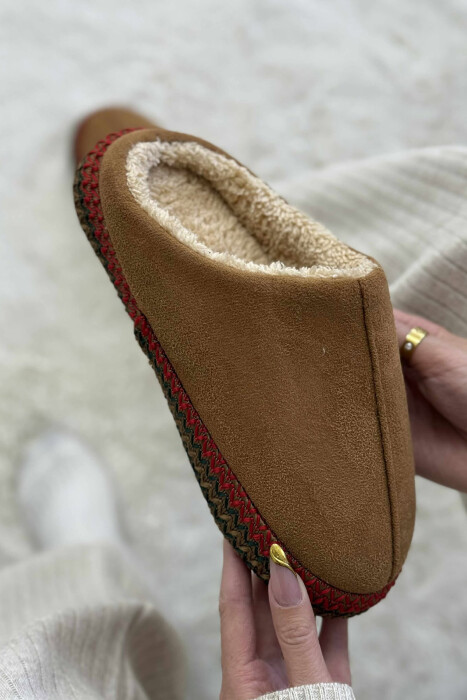 ONE COLOR SIMPLE WOMEN SLIPPERS BROWN/KAFE - 5