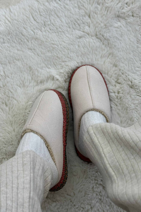 ONE COLOR SIMPLE WOMEN SLIPPERS CREAM/KREM - 3