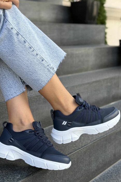 ONE COLOR SIMPLE WOMEN SNEAKERS BLUE-WHITE/BLBA - KLAUDIO FASHION