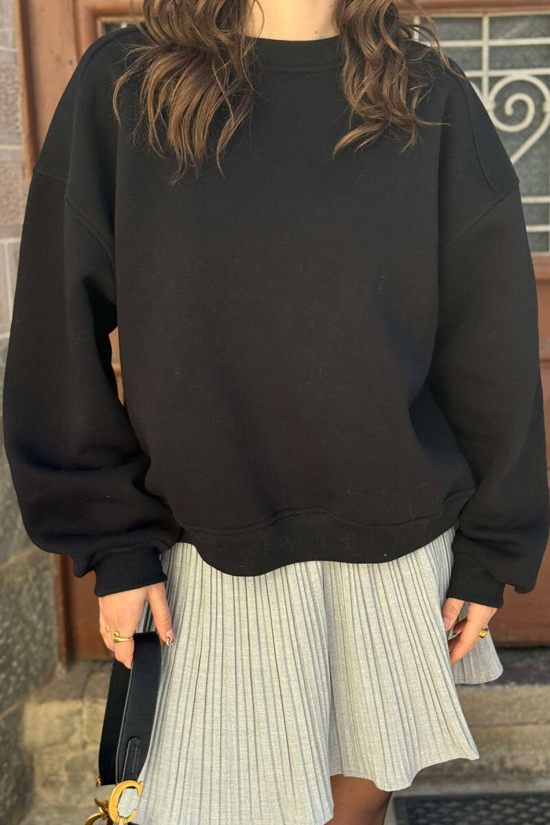 ONE COLOR SIMPLE WOMEN SWEATSHIRT BLACK/ E ZEZE - 1