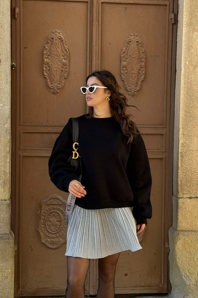 ONE COLOR SIMPLE WOMEN SWEATSHIRT BLACK/ E ZEZE - 2