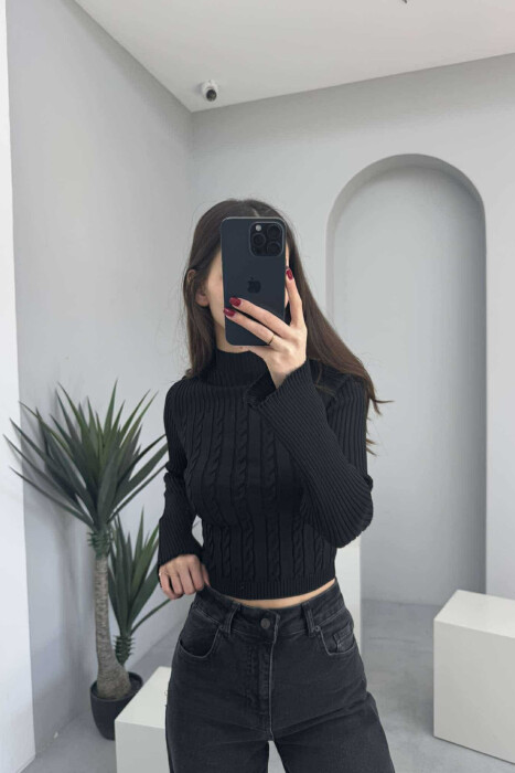 ONE COLOR SIMPLE WOMEN SWEATER BLACK/ E ZEZE - KLAUDIO FASHION