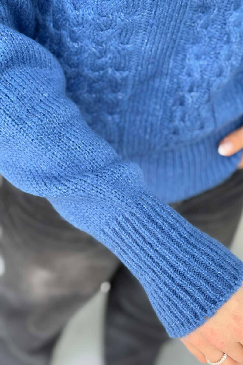 ONE COLOR SIMPLE WOMEN SWEATER BLUE/BLU - 2