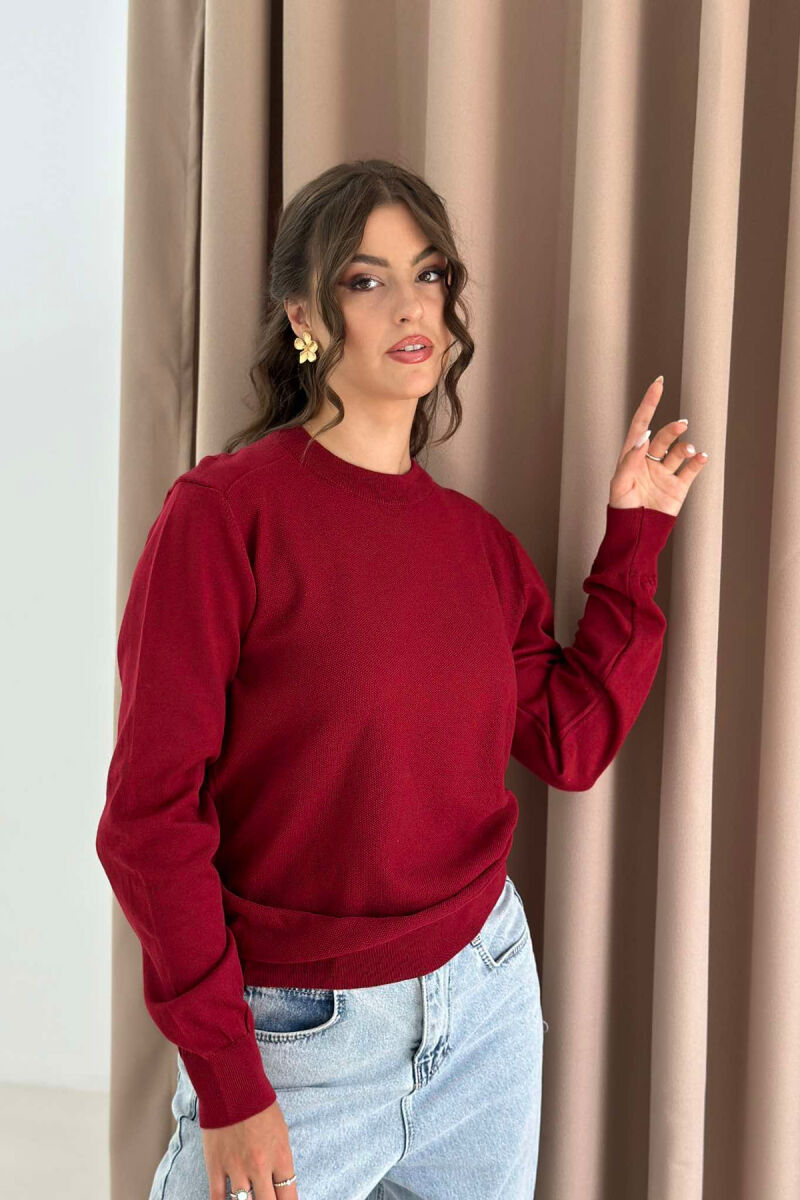 ONE COLOR SIMPLE WOMEN SWEATER BURGUNDY/VISHNJE - 1