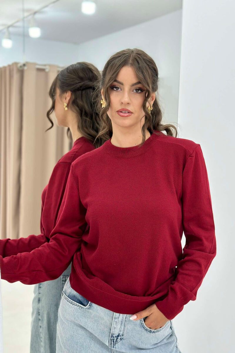 ONE COLOR SIMPLE WOMEN SWEATER BURGUNDY/VISHNJE - 3