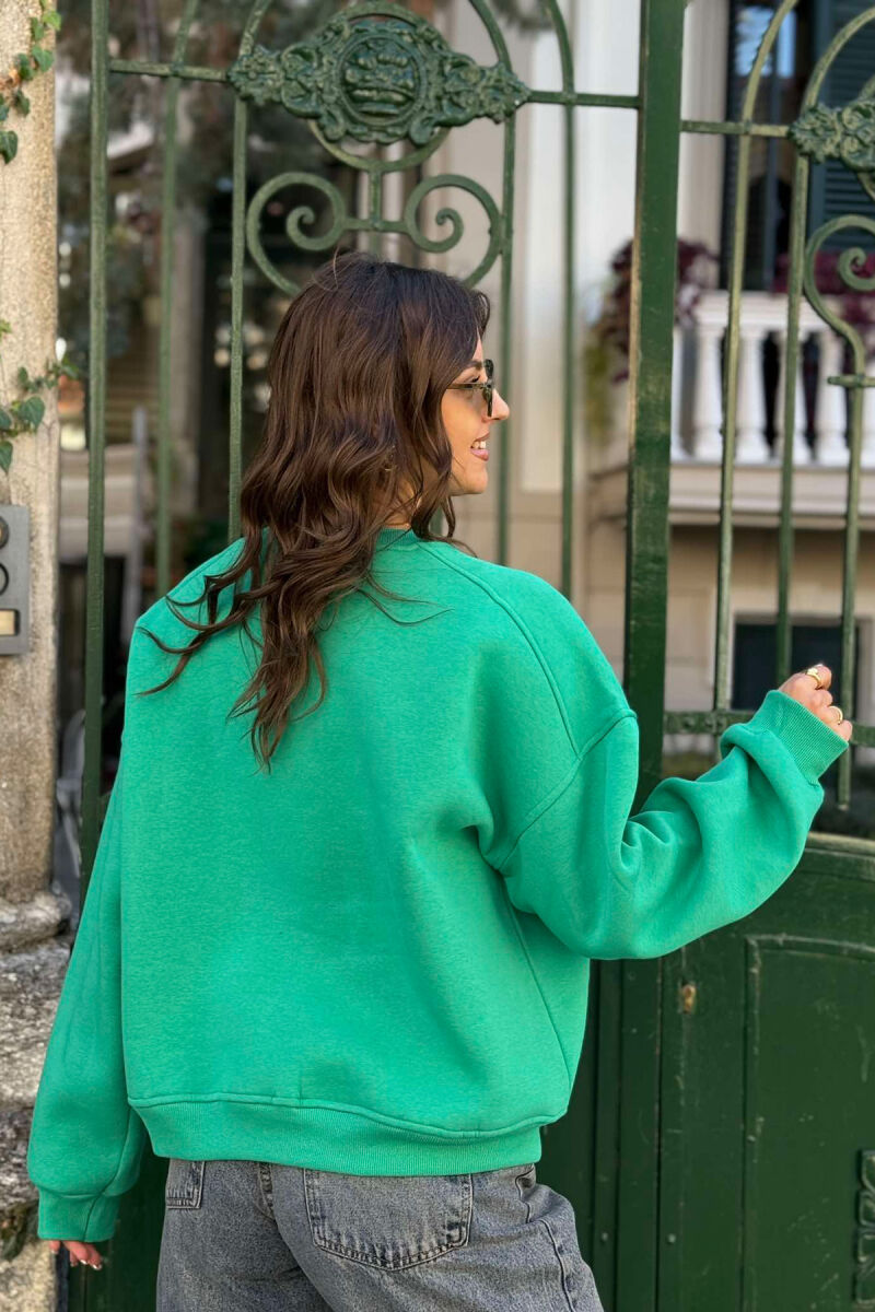 ONE COLOR SIMPLE WOMEN SWEATSHIRT GREEN/JESHILE - 3