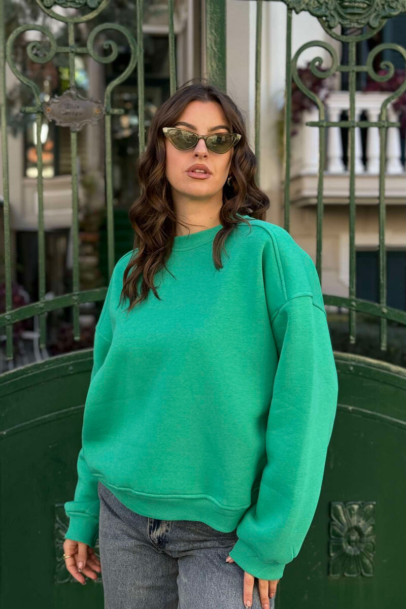 ONE COLOR SIMPLE WOMEN SWEATSHIRT GREEN/JESHILE - 4