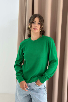 ONE COLOR SIMPLE WOMEN SWEATER GREEN/JESHILE 