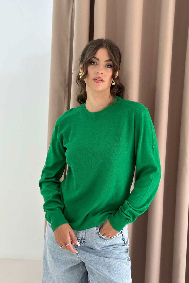 ONE COLOR SIMPLE WOMEN SWEATER GREEN/JESHILE - 1