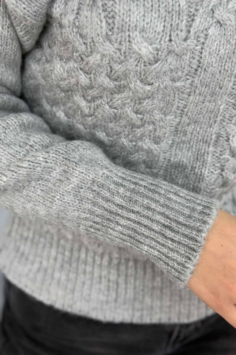 ONE COLOR SIMPLE WOMEN SWEATER GREY/GRI - 2