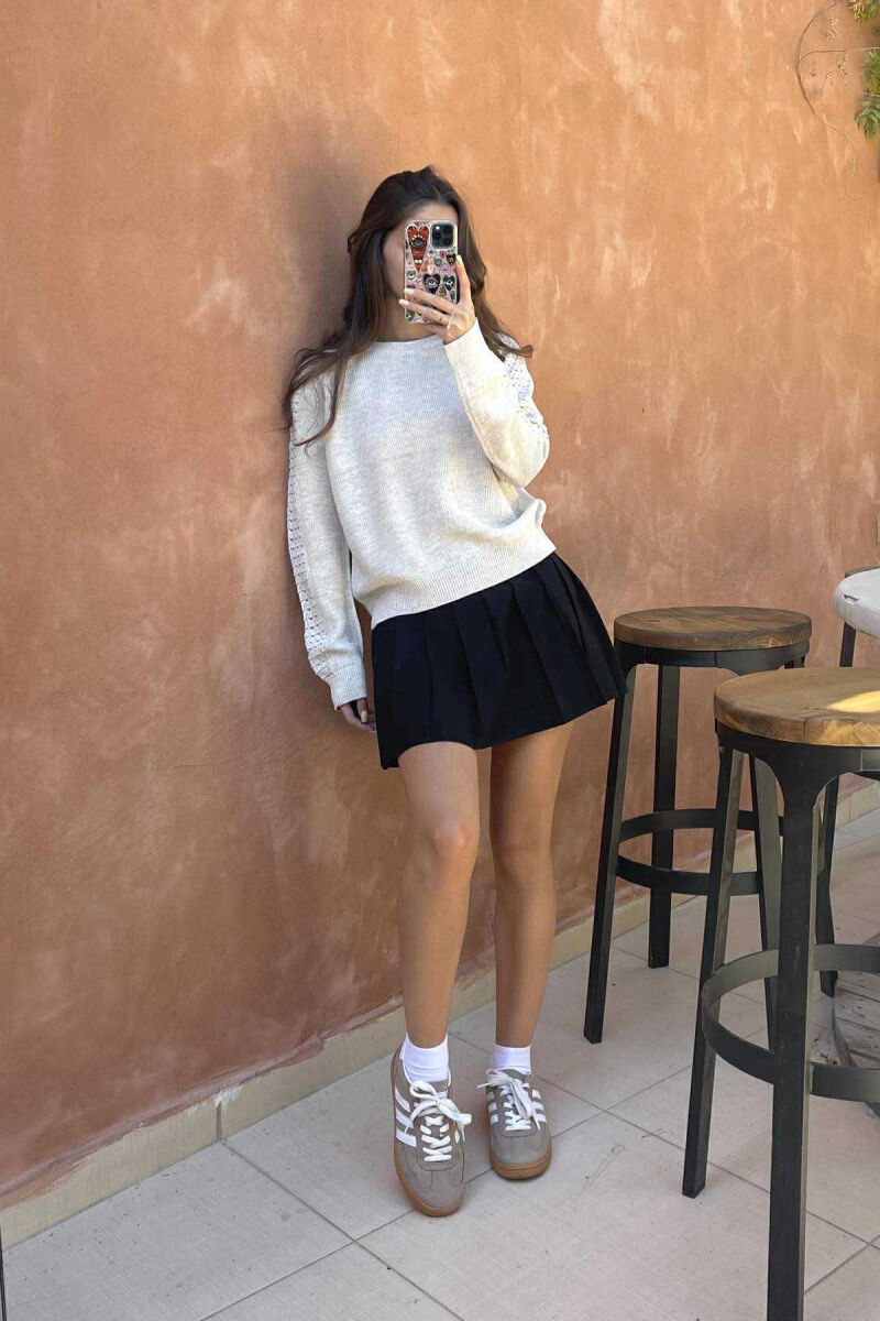 ONE COLOR SIMPLE WOMEN SWEATER LIGHT BEIGE/BZHZB - 5