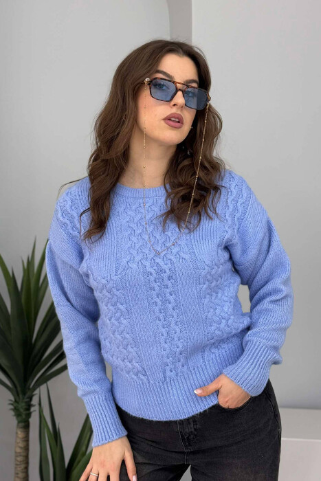 ONE COLOR SIMPLE WOMEN SWEATER LIGHT PURPLE/LEZB - 1