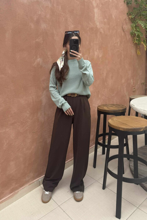 ONE COLOR SIMPLE WOMEN SWEATER MINT/MENTE 
