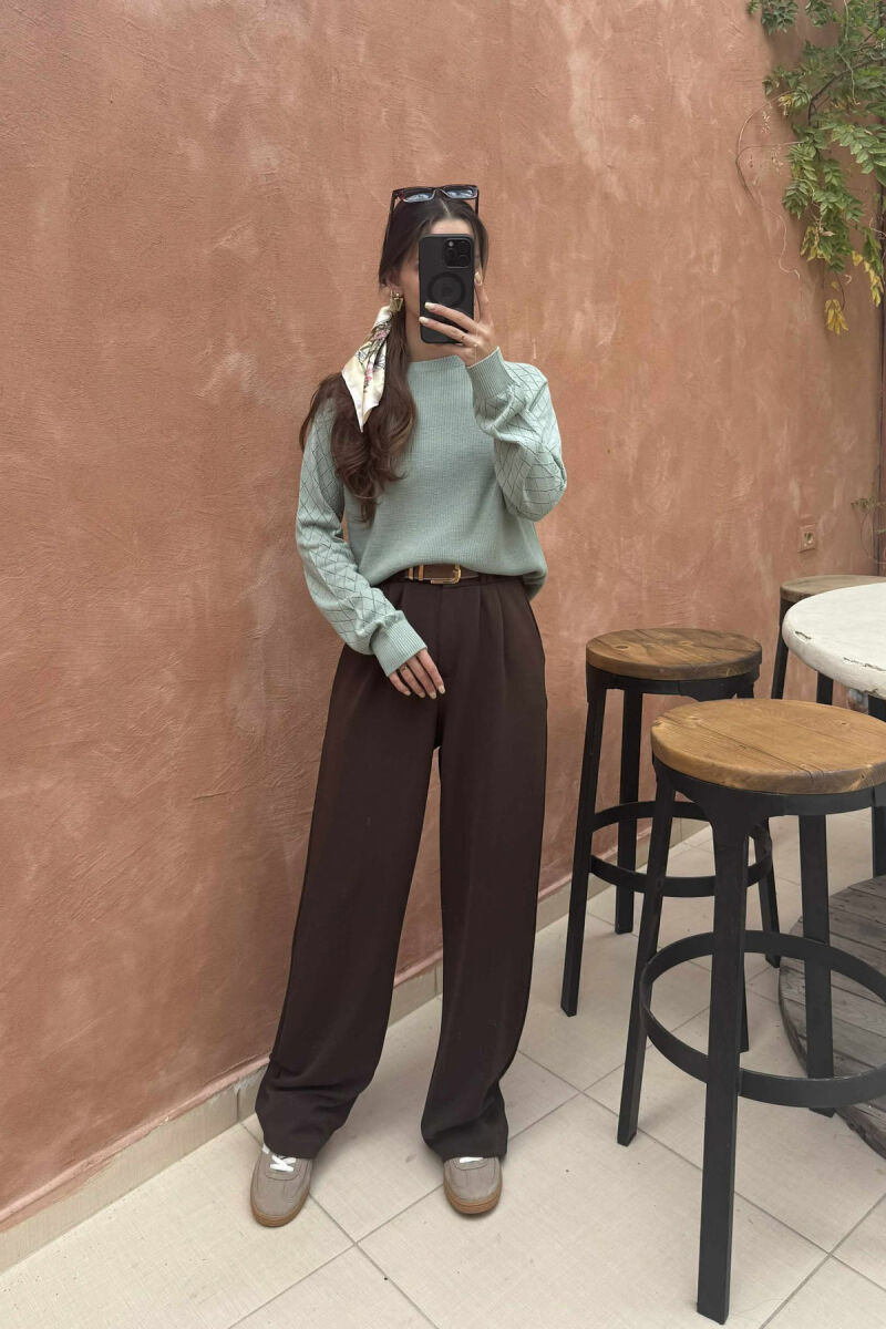 ONE COLOR SIMPLE WOMEN SWEATER MINT/MENTE - 1
