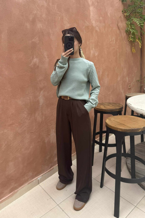 ONE COLOR SIMPLE WOMEN SWEATER MINT/MENTE - 2