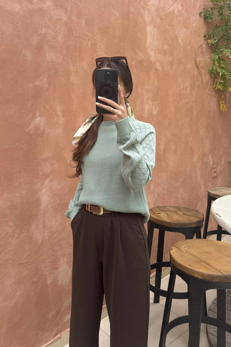 ONE COLOR SIMPLE WOMEN SWEATER MINT/MENTE - 3