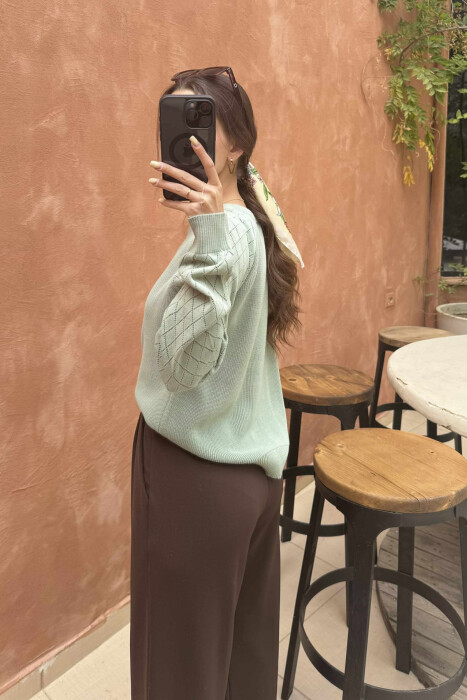ONE COLOR SIMPLE WOMEN SWEATER MINT/MENTE - 4