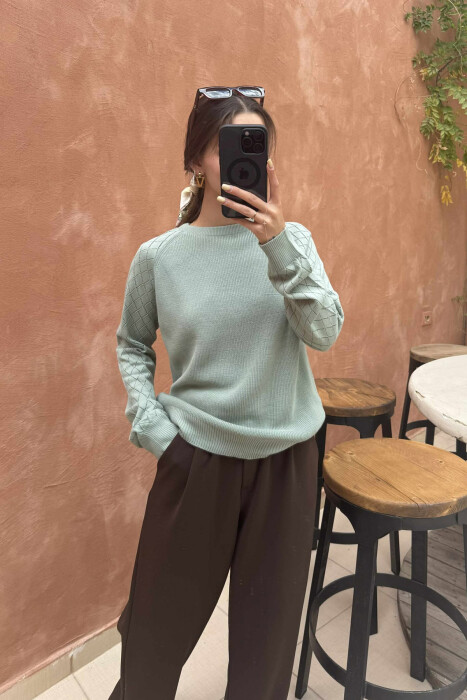 ONE COLOR SIMPLE WOMEN SWEATER MINT/MENTE - 5