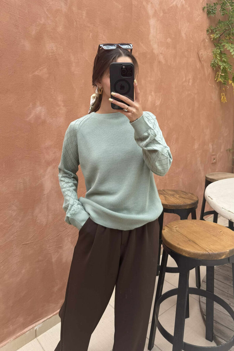 ONE COLOR SIMPLE WOMEN SWEATER MINT/MENTE - 5