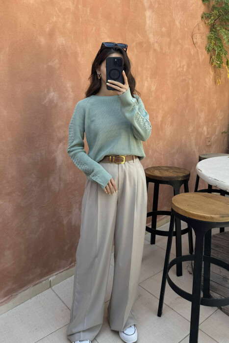 ONE COLOR SIMPLE WOMEN SWEATER MINT/MENTE 