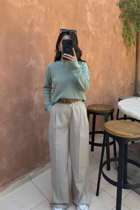 ONE COLOR SIMPLE WOMEN SWEATER MINT/MENTE - 2