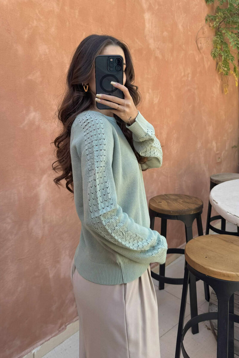 ONE COLOR SIMPLE WOMEN SWEATER MINT/MENTE - 3