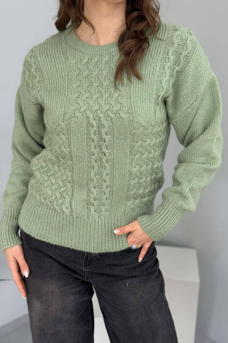 ONE COLOR SIMPLE WOMEN SWEATER MINT/MENTE 