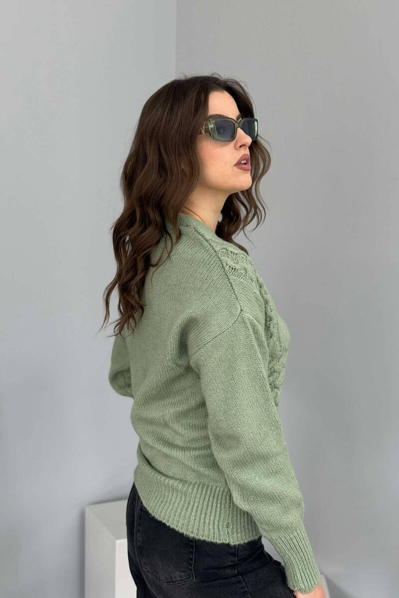 ONE COLOR SIMPLE WOMEN SWEATER MINT/MENTE - 2
