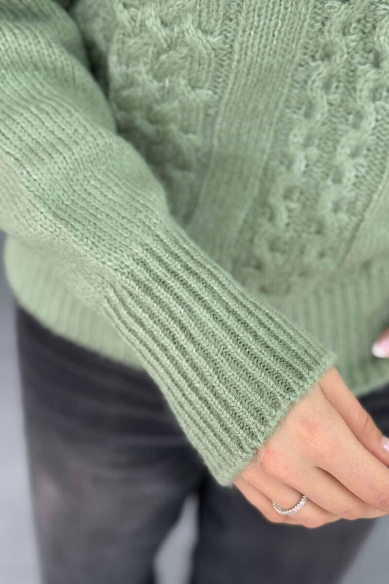 ONE COLOR SIMPLE WOMEN SWEATER MINT/MENTE - 5
