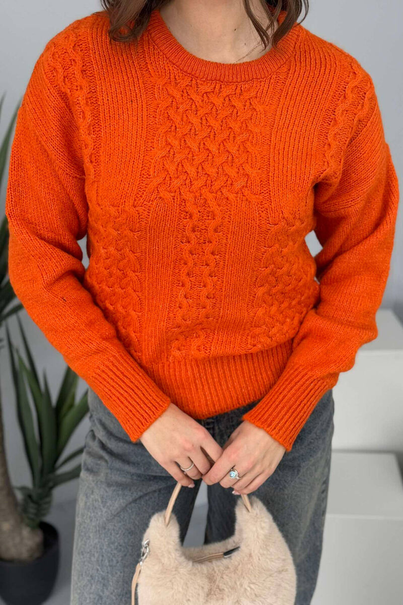 ONE COLOR SIMPLE WOMEN SWEATER ORANGE/PORTOKALLI - 3