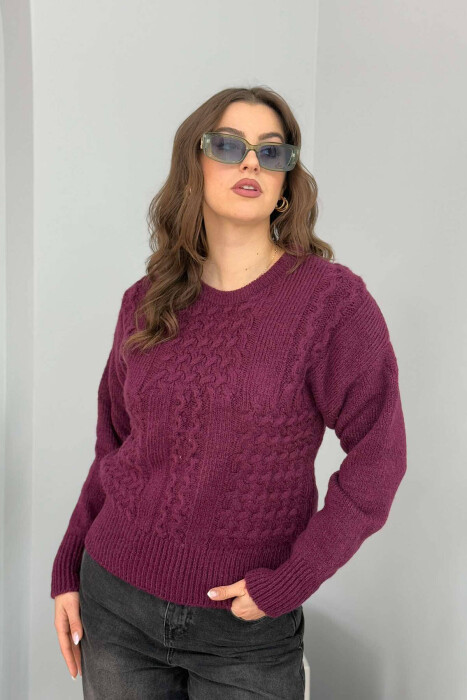 ONE COLOR SIMPLE WOMEN SWEATER PURPLE/LEJLA 