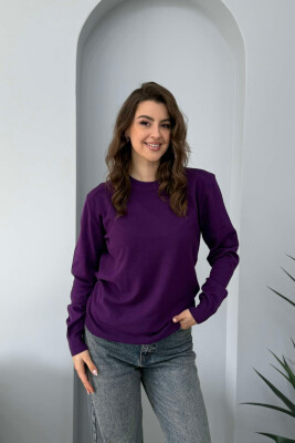 ONE COLOR SIMPLE WOMEN SWEATER PURPLE/LEJLA 