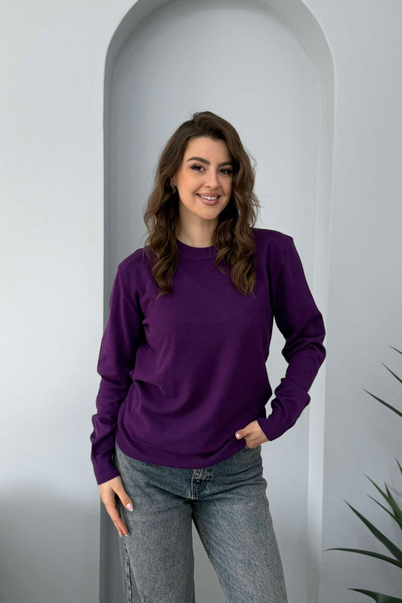 ONE COLOR SIMPLE WOMEN SWEATER PURPLE/LEJLA - 1