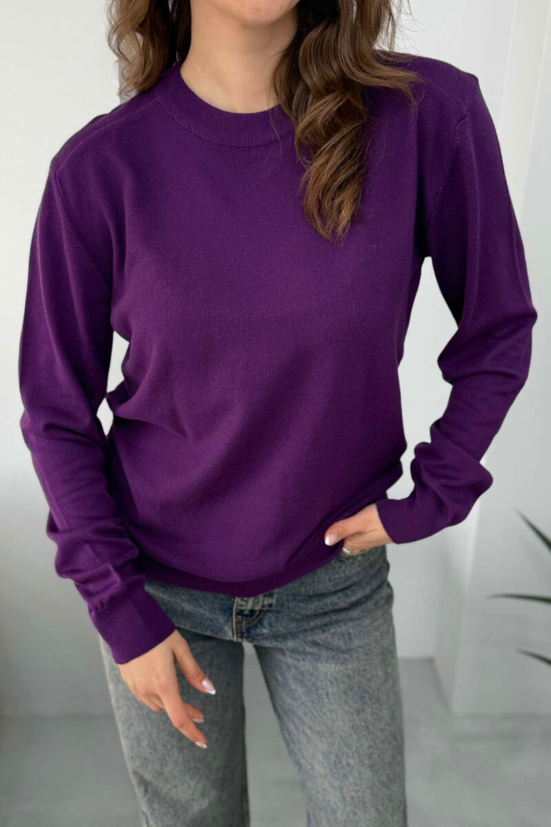 ONE COLOR SIMPLE WOMEN SWEATER PURPLE/LEJLA - 2