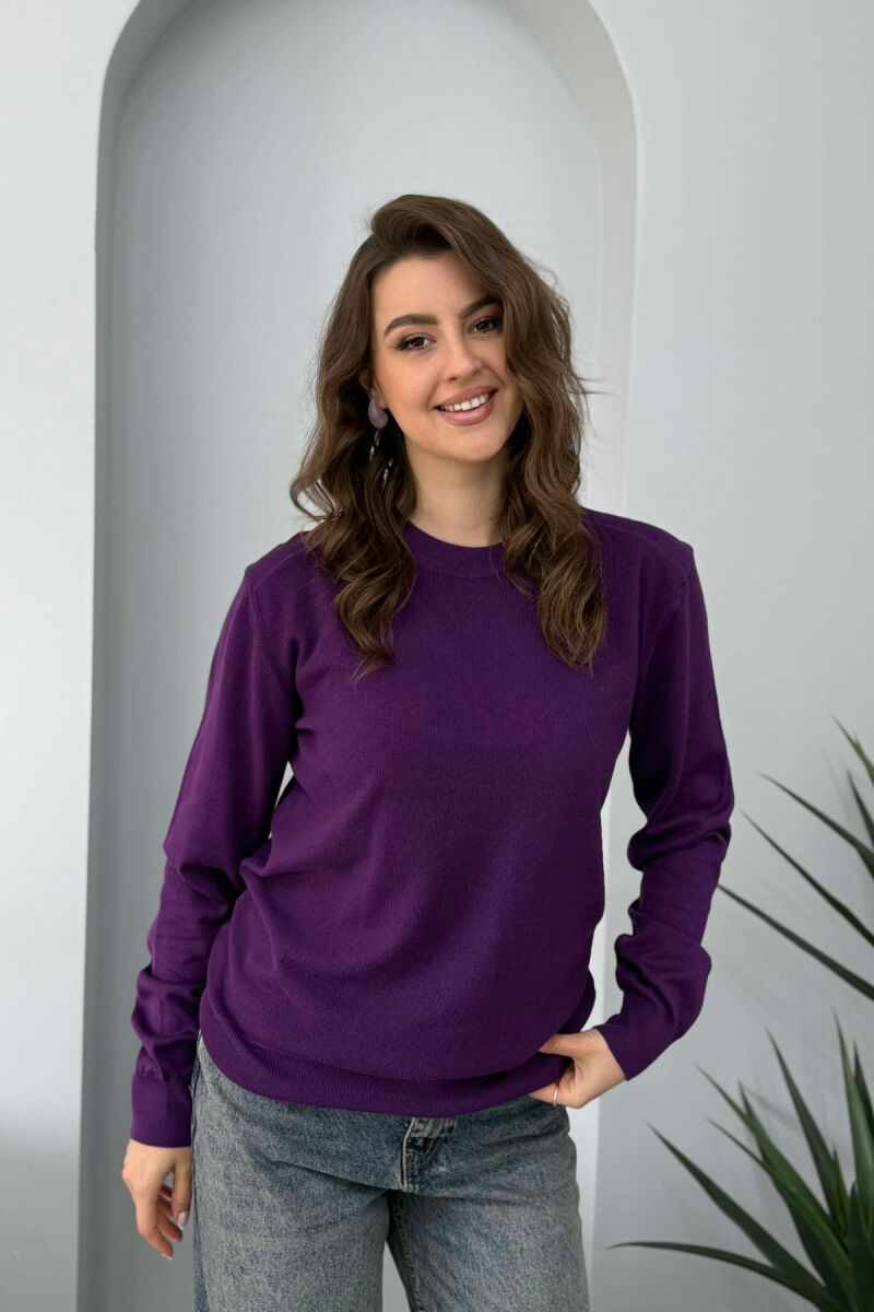 ONE COLOR SIMPLE WOMEN SWEATER PURPLE/LEJLA - 3