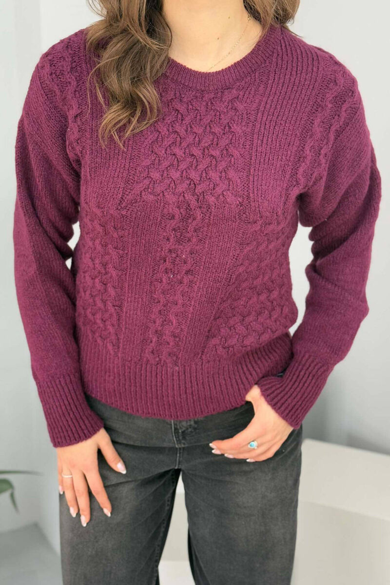ONE COLOR SIMPLE WOMEN SWEATER PURPLE/LEJLA - 3