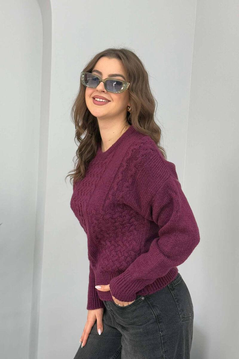 ONE COLOR SIMPLE WOMEN SWEATER PURPLE/LEJLA - 4