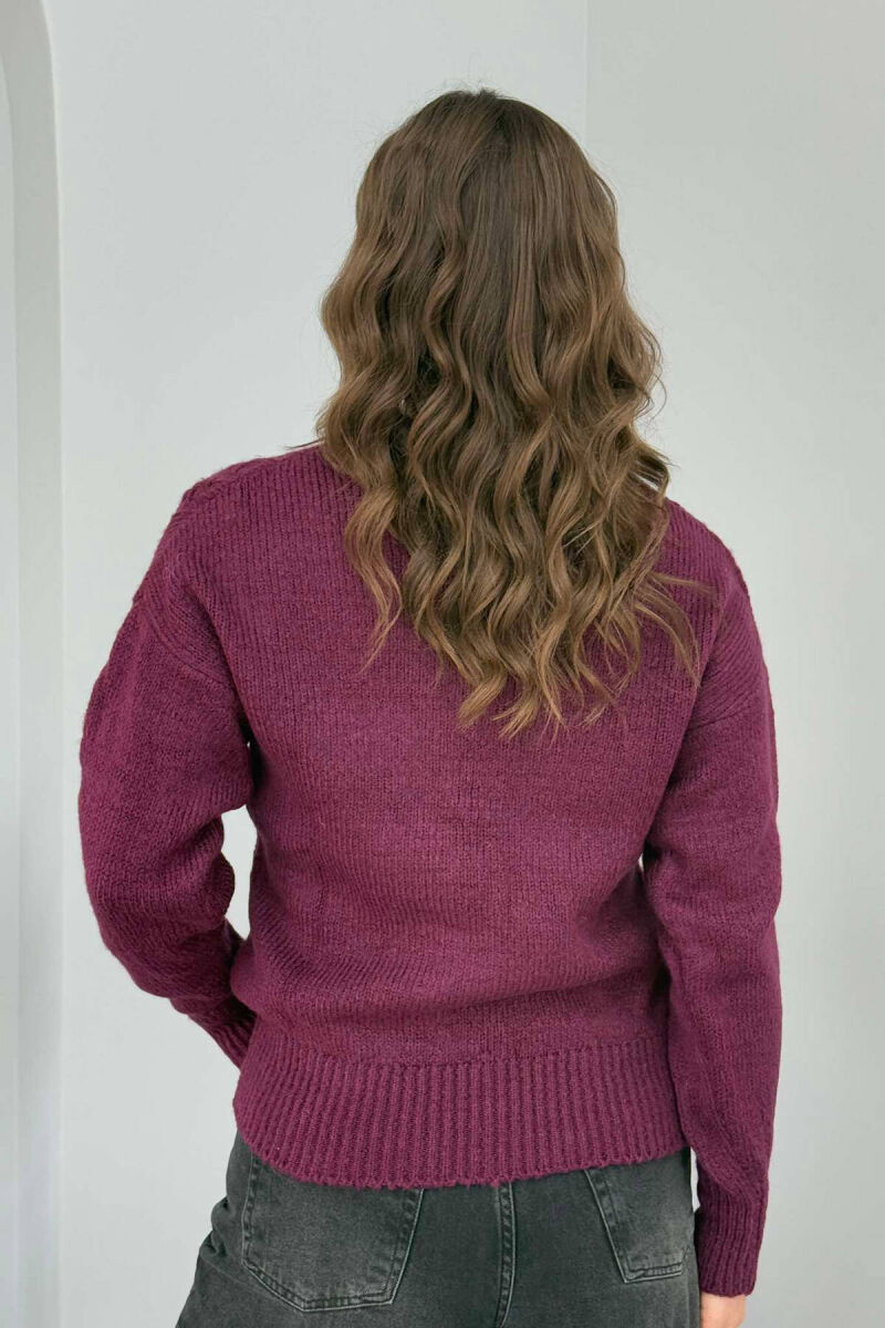 ONE COLOR SIMPLE WOMEN SWEATER PURPLE/LEJLA - 5