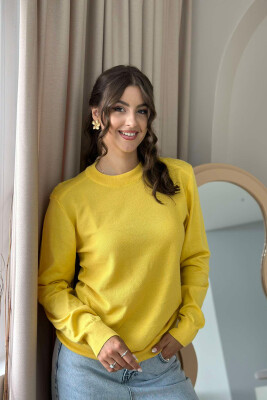 ONE COLOR SIMPLE WOMEN SWEATER YELLOW/E VERDHE 