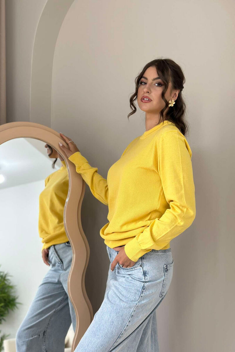 ONE COLOR SIMPLE WOMEN SWEATER YELLOW/E VERDHE - 2