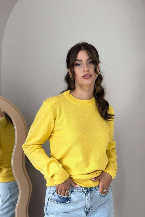 ONE COLOR SIMPLE WOMEN SWEATER YELLOW/E VERDHE - 3