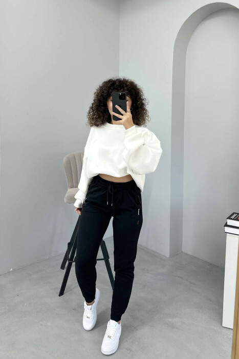 ONE COLOR SIMPLE WOMEN SWEATPANTS BLACK/ E ZEZE - 1