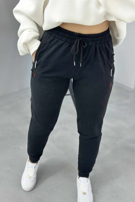 ONE COLOR SIMPLE WOMEN SWEATPANTS BLACK/ E ZEZE - 2
