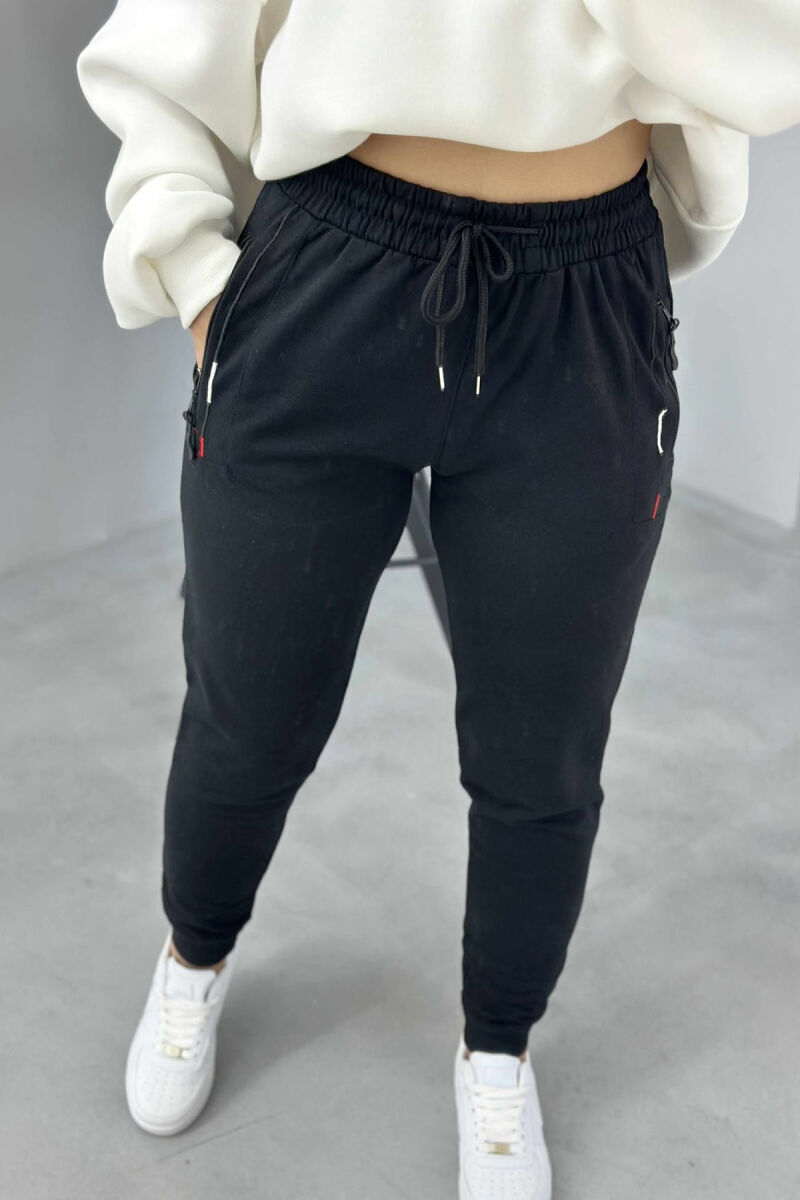 ONE COLOR SIMPLE WOMEN SWEATPANTS BLACK/ E ZEZE - 2