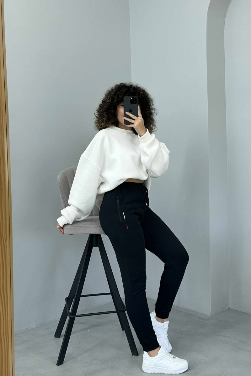 ONE COLOR SIMPLE WOMEN SWEATPANTS BLACK/ E ZEZE - 3
